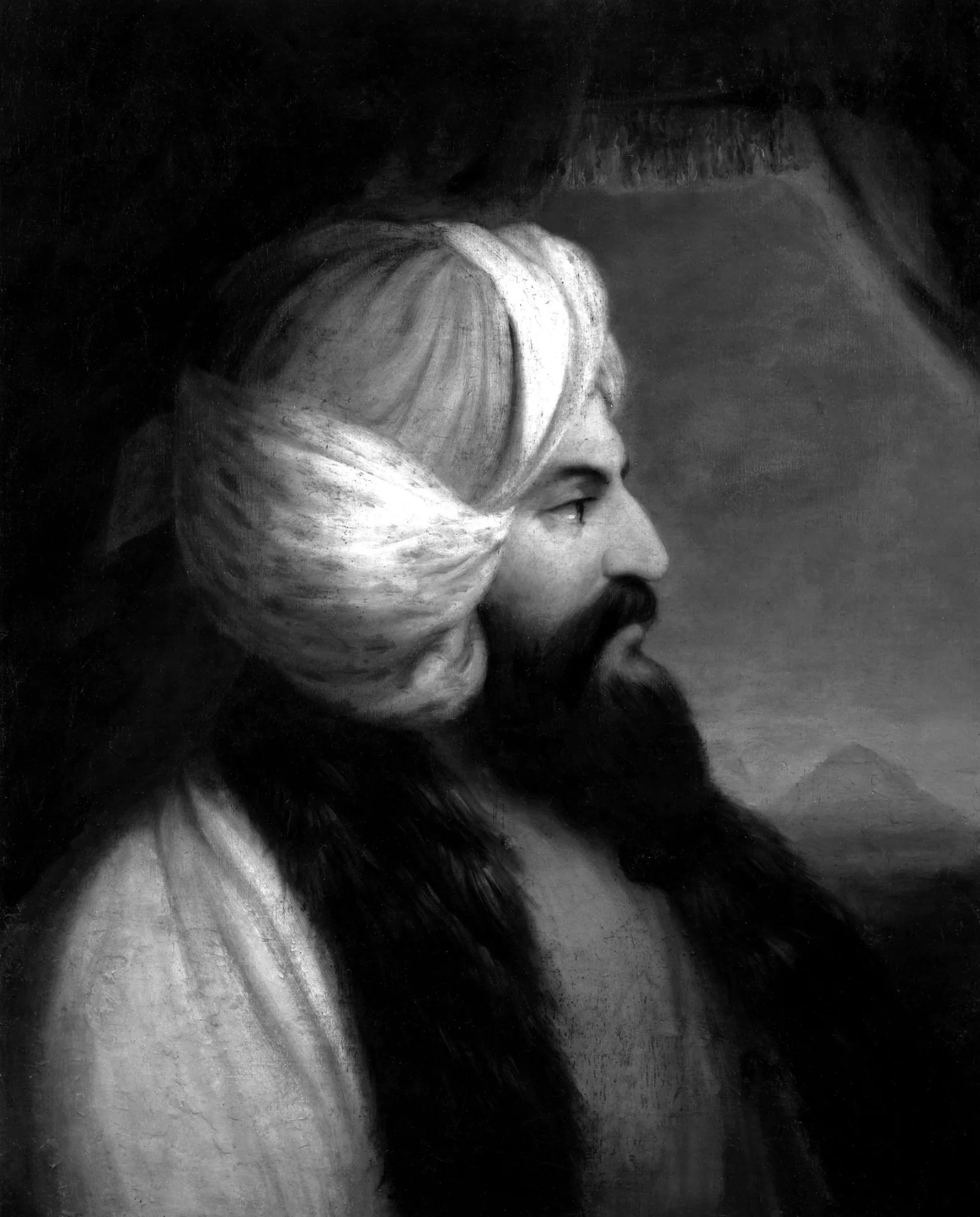 Giovanni Battista Belzoni (1778–1823), den två meter långe före detta cirkuskraftkarlen från Padua, porträtterad av William Brockedon. Han såg att rasmassorna på Chefrens nordsida låg snett, grävde där och hittade den verkliga ingången vid middagstid den 2 mars 1818.