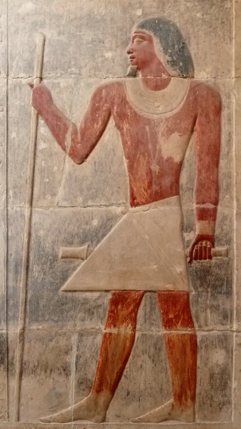 Målad relief av vesiren Kagemni i hans mastaba nära Tetis pyramid. Han tjänade Djedkare, Unas och Teti och gifte sig med en annan av Tetis döttrar som också hette Seshseshet.
